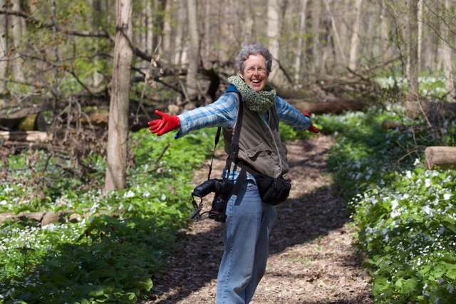April Pulley Sayre celebrating the joy of an amazing woodland wildflower bloom. 
